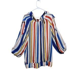 NEW Ashley Stewart Blouse Womens Top Cold Shoulder Striped Plus Size 22/24 (832